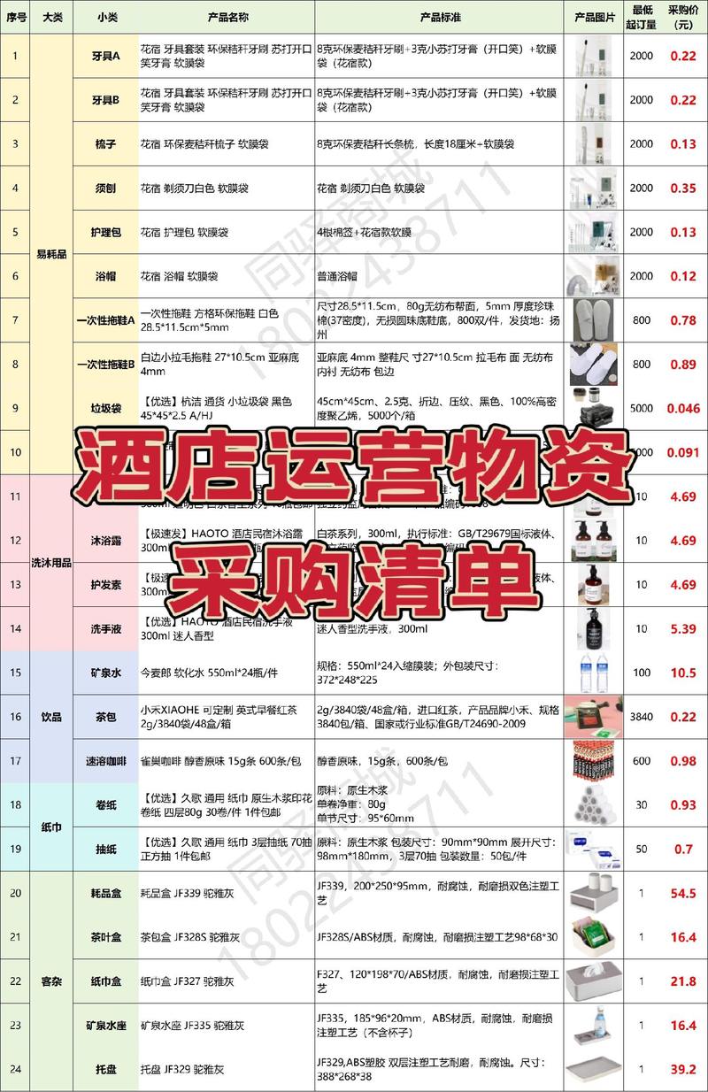 酒店用品供应